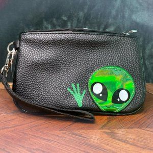 Green Friendly Alien Vinyl Wristlet